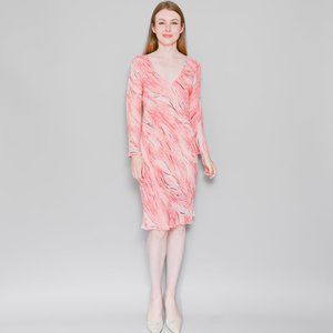 DIANE VON FURSTENBERG Coral Pink Print Silk Dress Sz 10